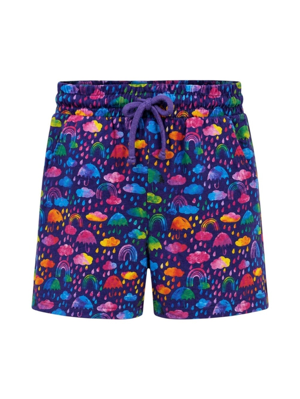 Princess Awesome Boy Wonder Kids Colorful Rain Cloud Umbrella Purple Shorts Sz 8